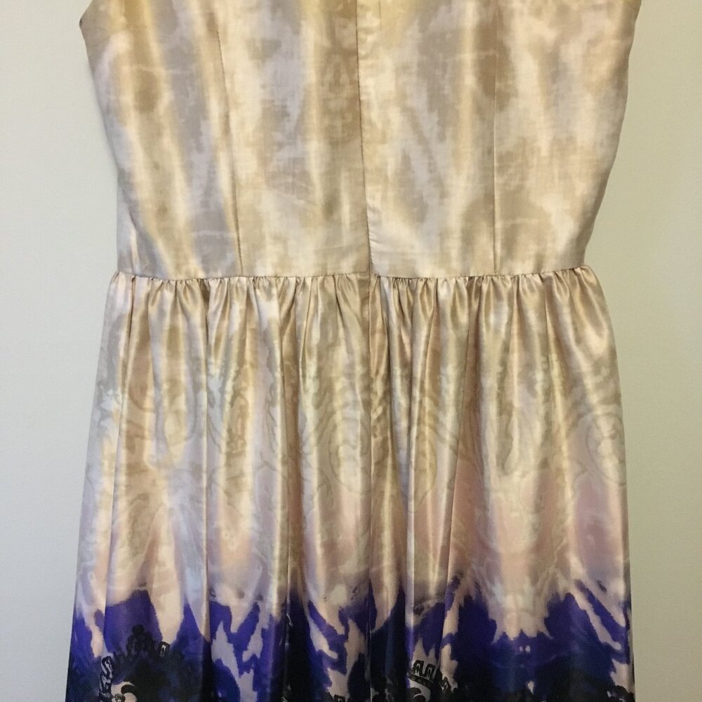 Prom Pink & Purple Satiny Damask Rococo A-Line Dress - Size 0 - Picture 9 of 16